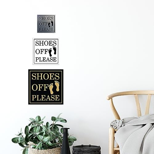 All Quality Square Shoes Off Please Wall or Door Sign | Black (Small) 1 Pack - Image 3