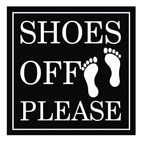 All Quality Square Shoes Off Please Wall or Door Sign | Black (Small) 1 Pack - Image 1