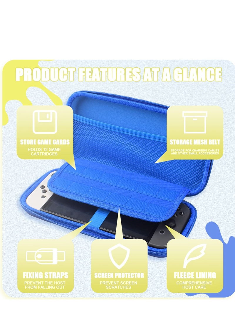 Switch Case Compatible with Nintendo OLED, Oled Cover Screen Protector, Playstand, Thumb Grip Caps