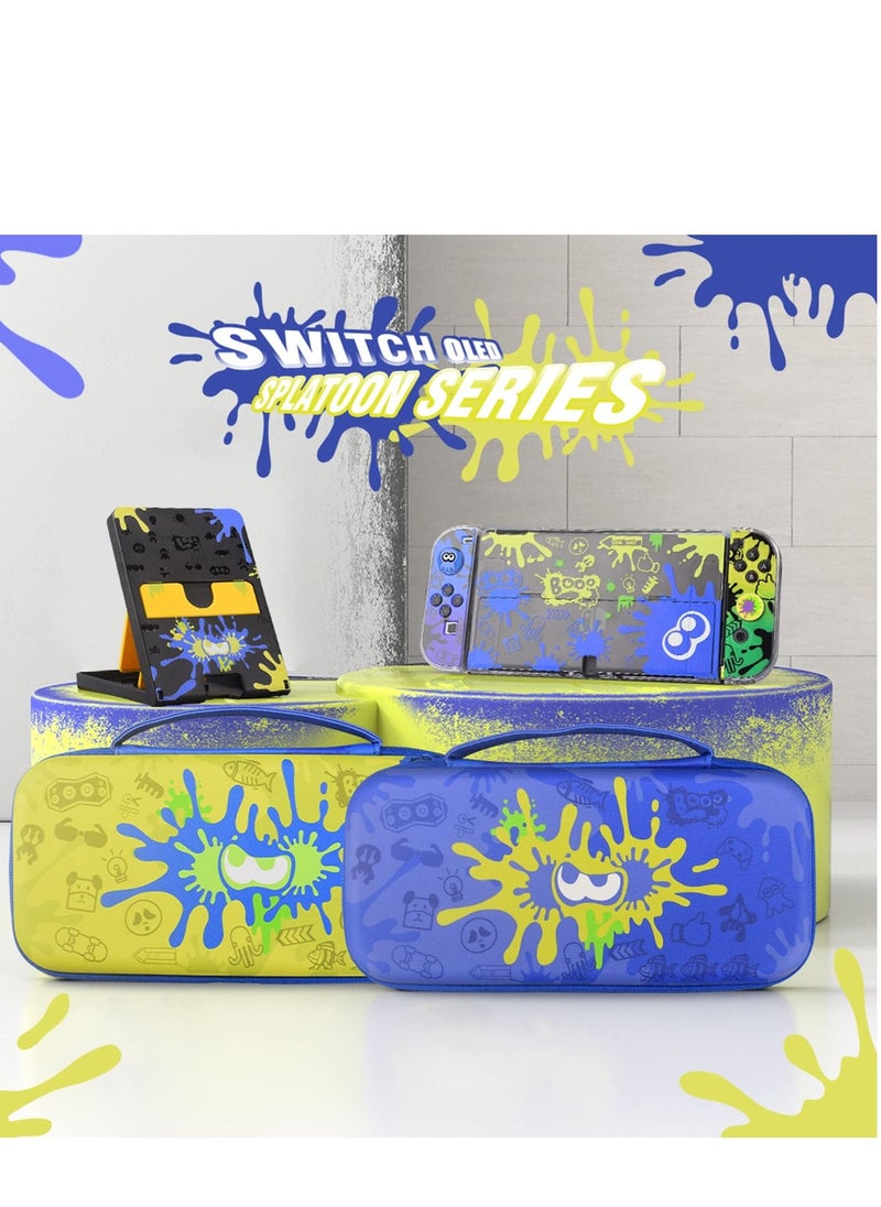 Switch Case Compatible with Nintendo OLED, Oled Cover Screen Protector, Playstand, Thumb Grip Caps