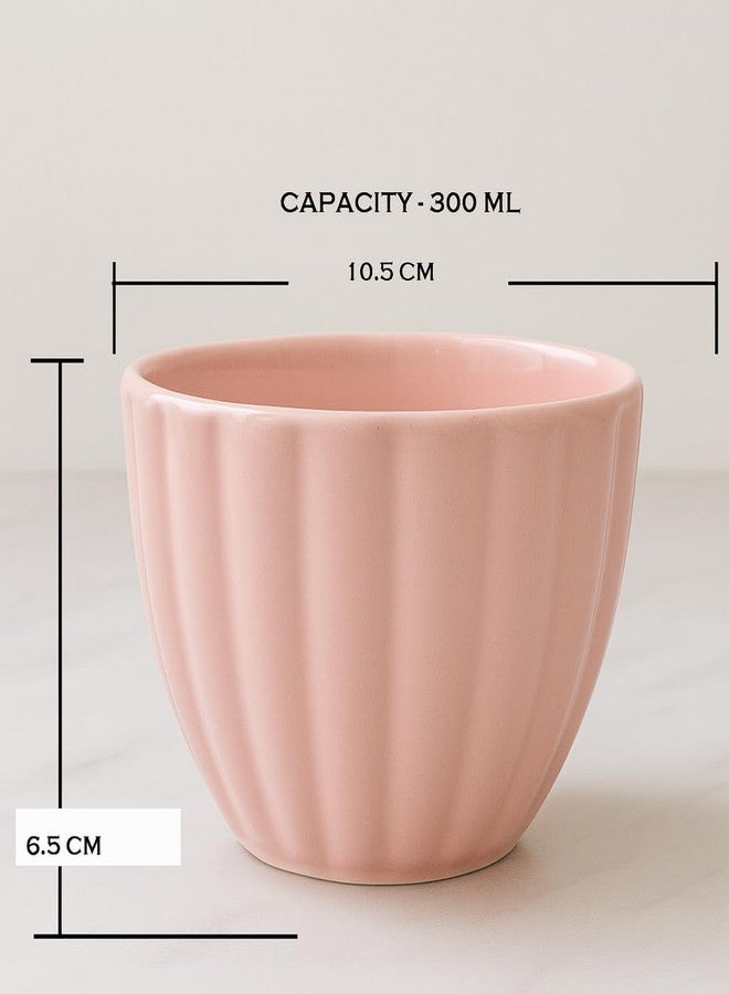 Mirakii Ceramic 300ml Pink Bowl Set of 6, Microwave and Dishwasher Safe Elegant Design for Serving Dessert, Snacks & Soups - Image 2