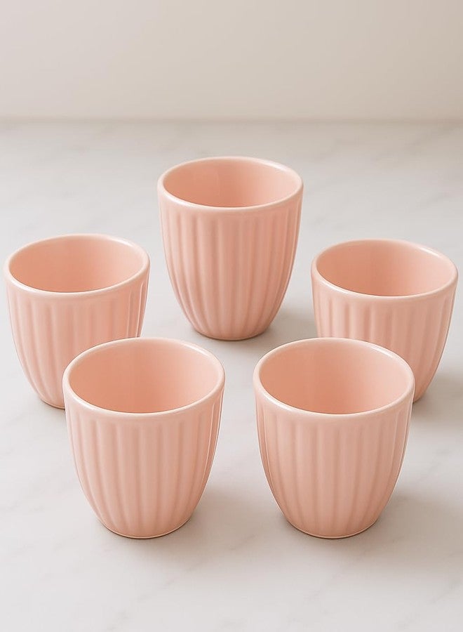 Mirakii Ceramic 300ml Pink Bowl Set of 6, Microwave and Dishwasher Safe Elegant Design for Serving Dessert, Snacks & Soups - Image 1