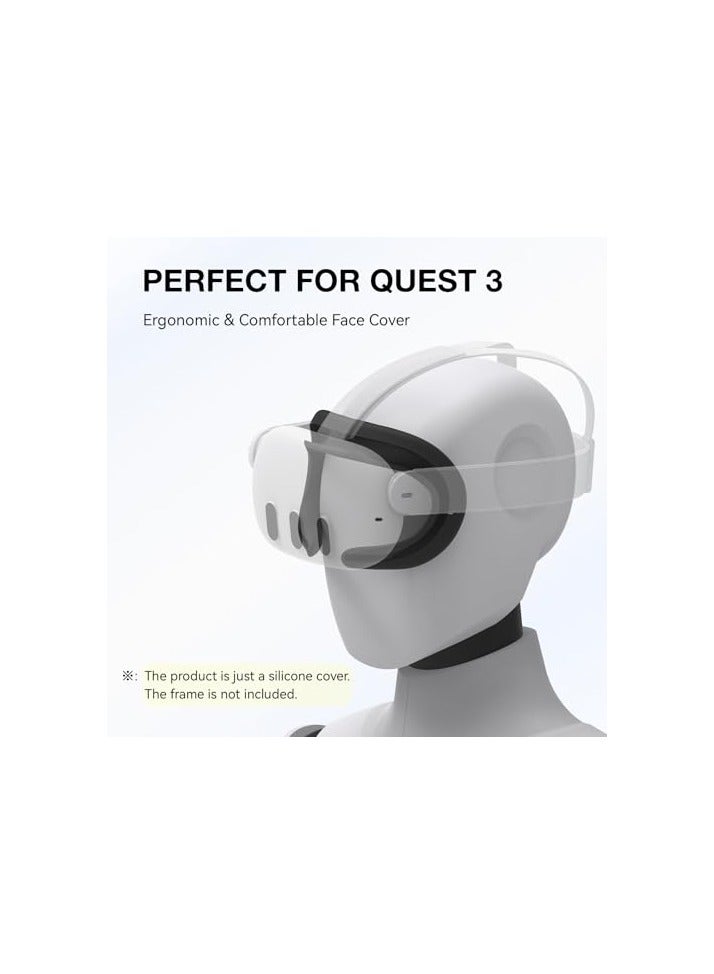erorex VR Silicone Face Cover for quest 3 Headset Accessories, VR Face Cushion Pad Mask for Quest 3 Headset (Black) - Image 3