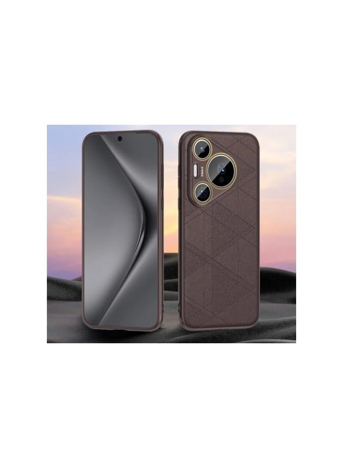 Case Compatible with Huawei Pura 70 Pro Case Luxurious Leather Textile Pattern PC Back Cover for Huawei Pura 70 Pro 5G Shockproof Bumper