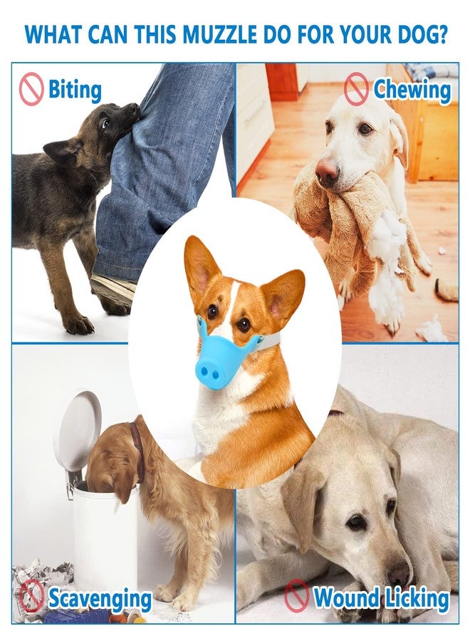 HOWWFALY Silicone Dog Muzzle, Soft Muzzle for Small Medium Dogs Poodle Corgi Dachshund，Pig Mouth Shape Breathable Dog Mouth Covers to Prevent Bite Chew and Call with Adjustable Strap(Blue, Small) - Image 5