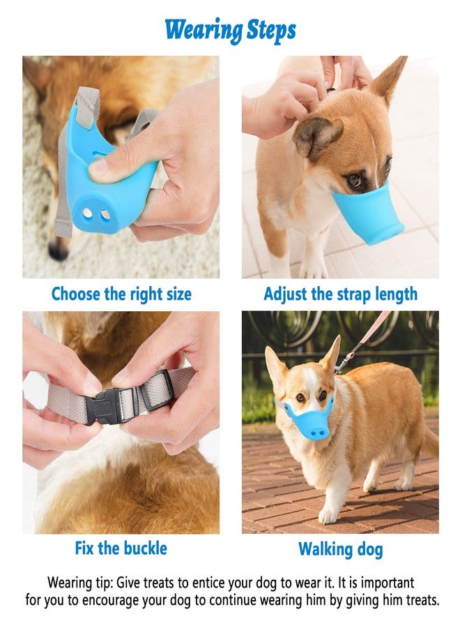 HOWWFALY Silicone Dog Muzzle, Soft Muzzle for Small Medium Dogs Poodle Corgi Dachshund，Pig Mouth Shape Breathable Dog Mouth Covers to Prevent Bite Chew and Call with Adjustable Strap(Blue, Small) - Image 4