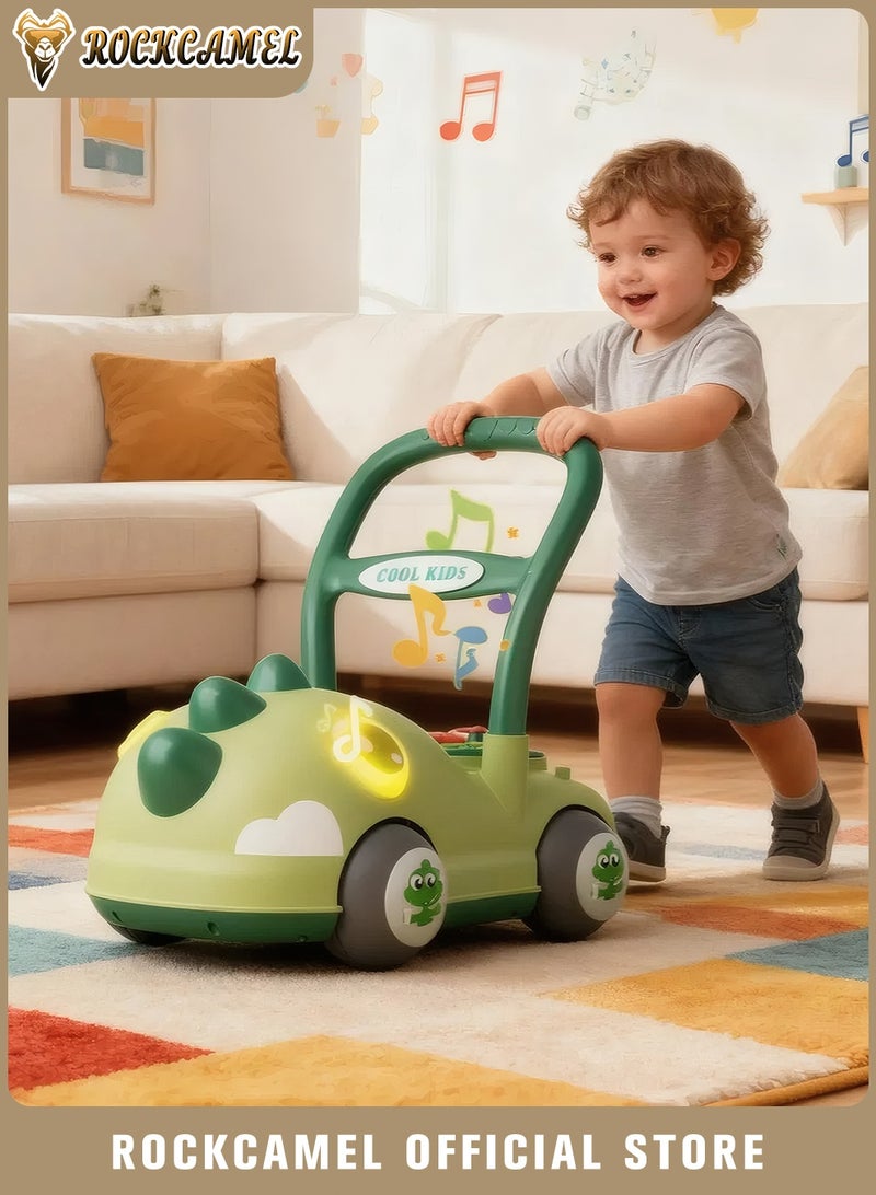 ROCKCAMEL Baby Walker for Kids, Dinosaur Toys Baby Push Walker with Music & Lights, Adjustable Speed & Detachable Handle, Learning Walking Assistant with Wide Quiet Wheels for Infants 6-24 Months - Image 2