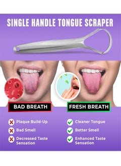 EELHOE 3 Pcs Tongue Scraper For Adults, Fresh Breath Tongue Cleaner Oral, Made of High Quality Stainless Steel, Help Eliminate and Prevent Bad Breath, Improve Your Confidence By Having Fresher Breath  - Image 2