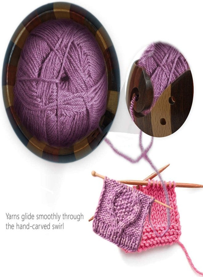 جوييي حامل أوعية خيوط خشبية من جوي، منظم تخزين مثالي لأعمال الحياكة والتطريز والديكور المنزلي، طقم ملحقات لحمل خيوط التطريز المنزلي للنساء، أوعية صوف كبيرة للكروشيه، 6 × 3.1 بوصة - Image 4