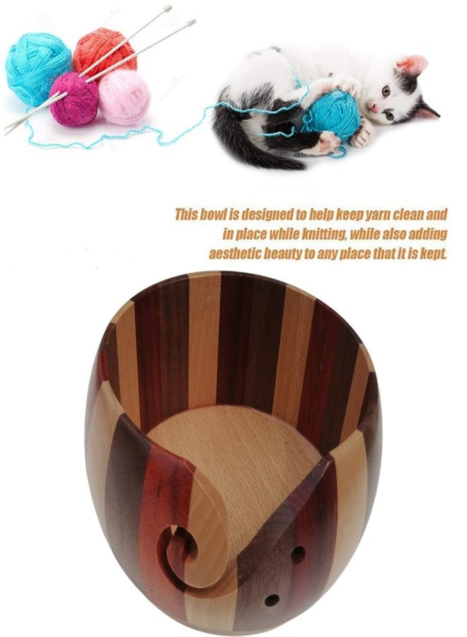 جوييي حامل أوعية خيوط خشبية من جوي، منظم تخزين مثالي لأعمال الحياكة والتطريز والديكور المنزلي، طقم ملحقات لحمل خيوط التطريز المنزلي للنساء، أوعية صوف كبيرة للكروشيه، 6 × 3.1 بوصة - Image 3