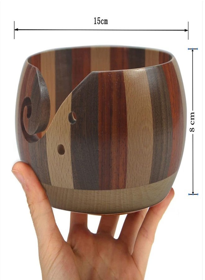 جوييي حامل أوعية خيوط خشبية من جوي، منظم تخزين مثالي لأعمال الحياكة والتطريز والديكور المنزلي، طقم ملحقات لحمل خيوط التطريز المنزلي للنساء، أوعية صوف كبيرة للكروشيه، 6 × 3.1 بوصة - Image 5