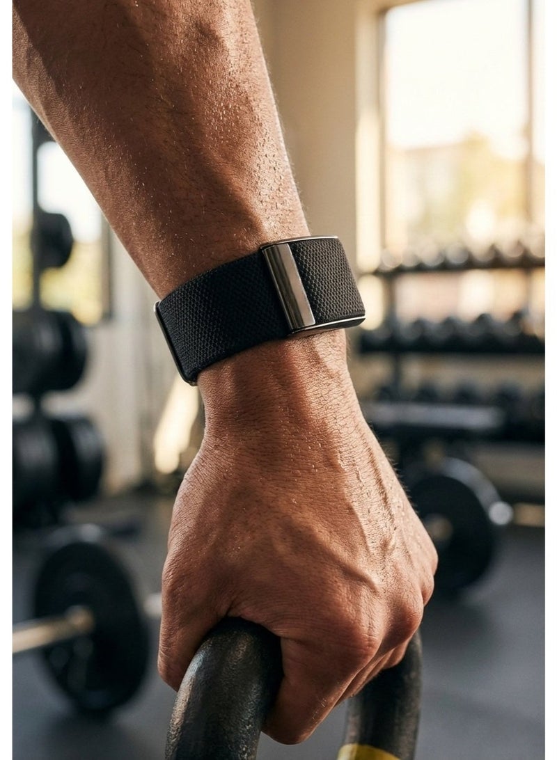 Nylon Sport Band Compatible with WHOOP 5.0 – Adjustable Stretch Wristband with Secure Hook & Loop Closure – Breathable Performance Strap for Men & Women (Black) - Image 5