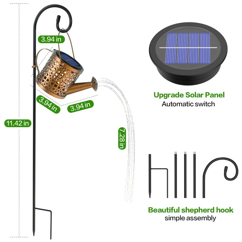 BETOLEAN Solar Watering Can Lights Waterproof, Solar Lights Outdoor Decorative Garden Decor Metal Hanging Lights for Outside Patio Pathway Yard, Christmas Birthday Gardening Gifts - Image 4