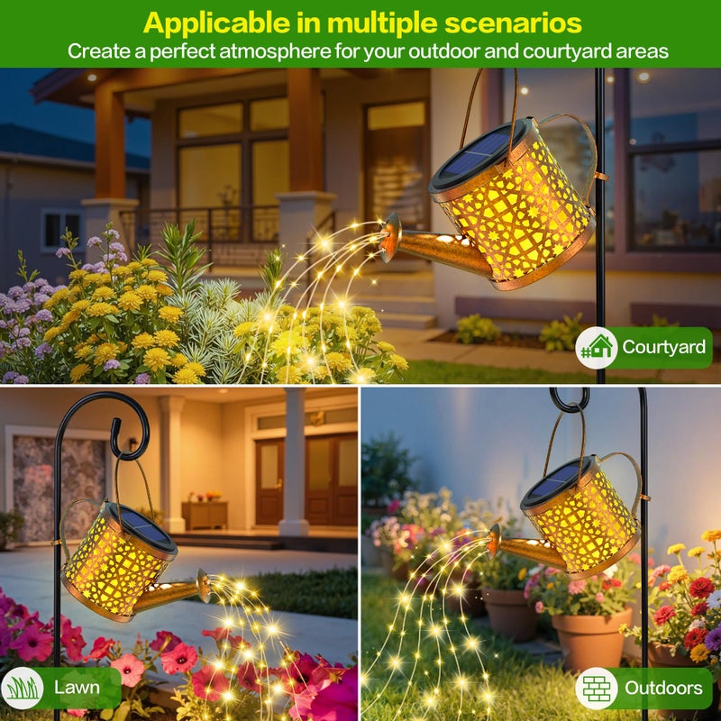 BETOLEAN Solar Watering Can Lights Waterproof, Solar Lights Outdoor Decorative Garden Decor Metal Hanging Lights for Outside Patio Pathway Yard, Christmas Birthday Gardening Gifts - Image 3