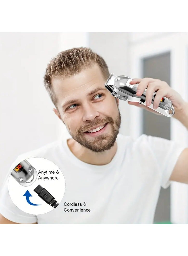 ماكينة قص وتصفيف الشعر الاحترافية للرجال - فضي - Image 3