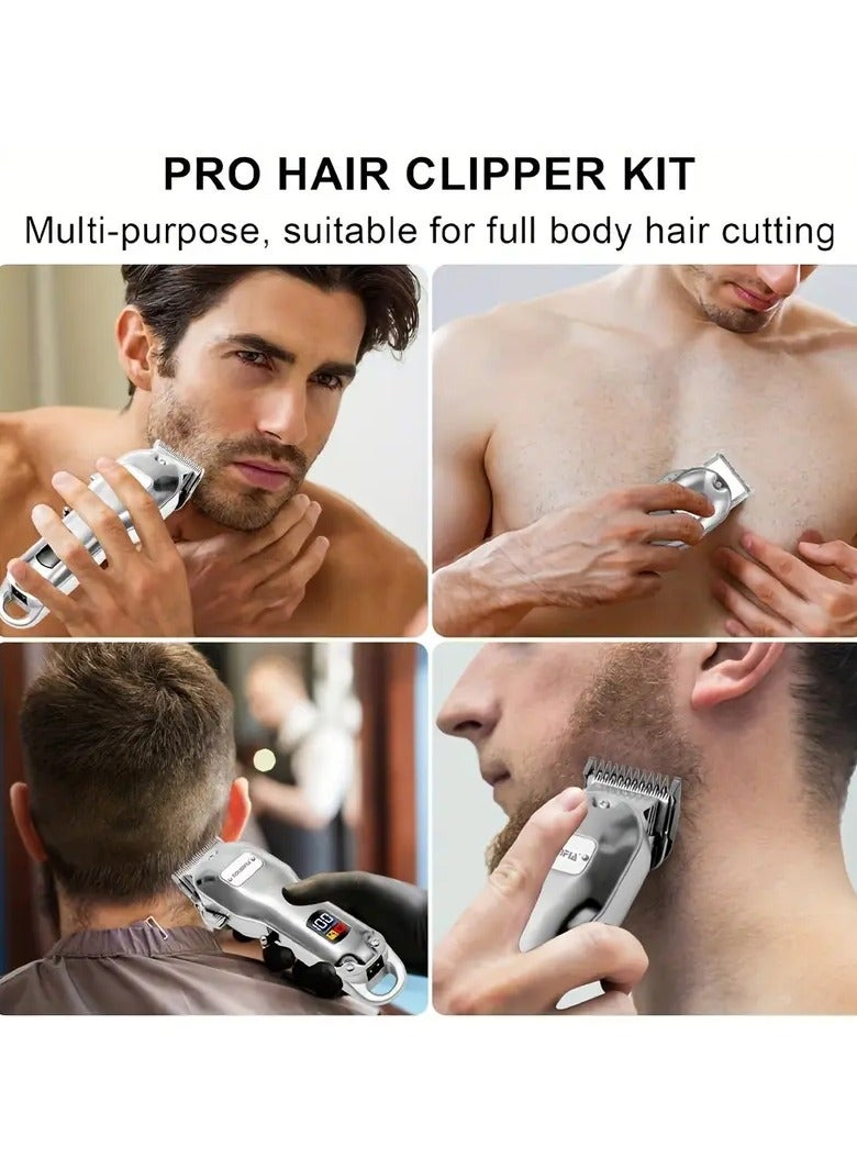 ماكينة قص وتصفيف الشعر الاحترافية للرجال - فضي - Image 2