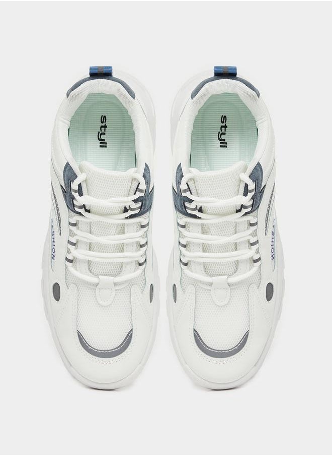 Styli Textured Lace Up Chunky Sole Sneakers  - Image 5