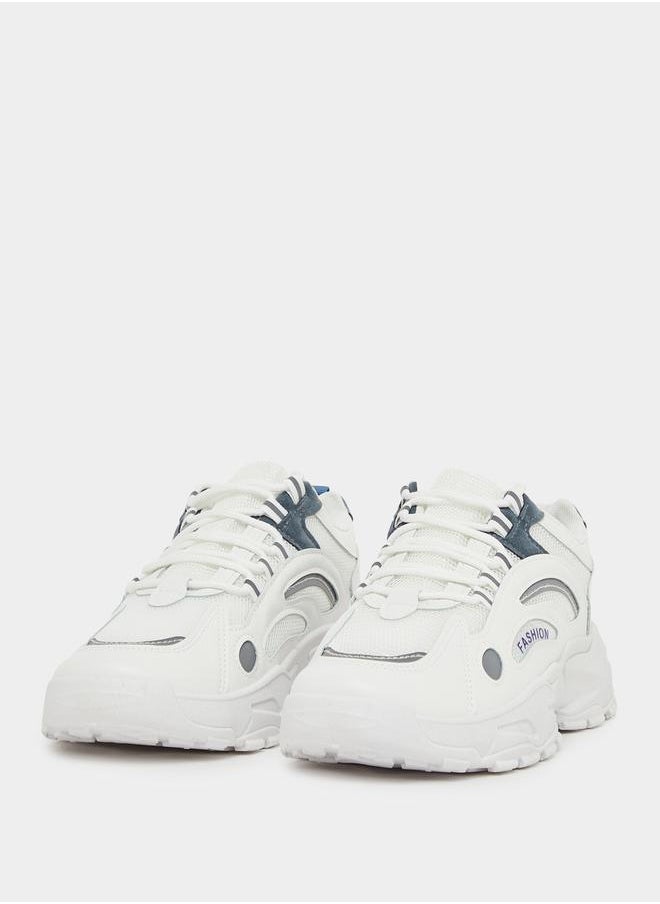 Styli Textured Lace Up Chunky Sole Sneakers  - Image 2