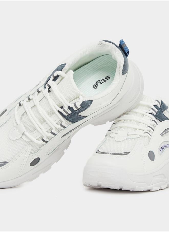 Styli Textured Lace Up Chunky Sole Sneakers  - Image 3