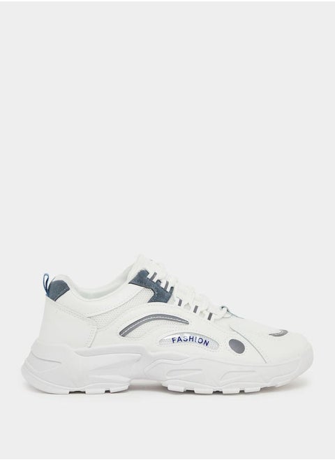 Textured Lace Up Chunky Sole Sneakers