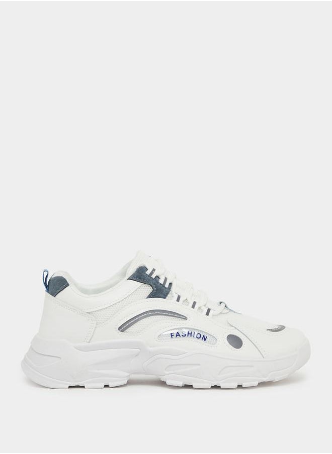Styli Textured Lace Up Chunky Sole Sneakers  - Image 1