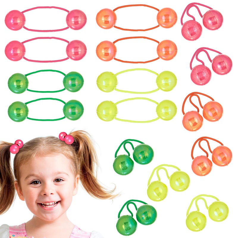 Expressions 16pc Neon Ponytail Ball Hair Tie Set Elastic Hair Accessories for Girls Toddlers Kids Durable Secure Stretch Fun Colorful Hair Elastics for Kids Little Girls Cute - Image 3