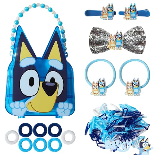 LUV HER Bluey Hair Accessory Case for Girls with Hair Clips, Elastics, Bow, and Terries, Ages 3+ - Image 1