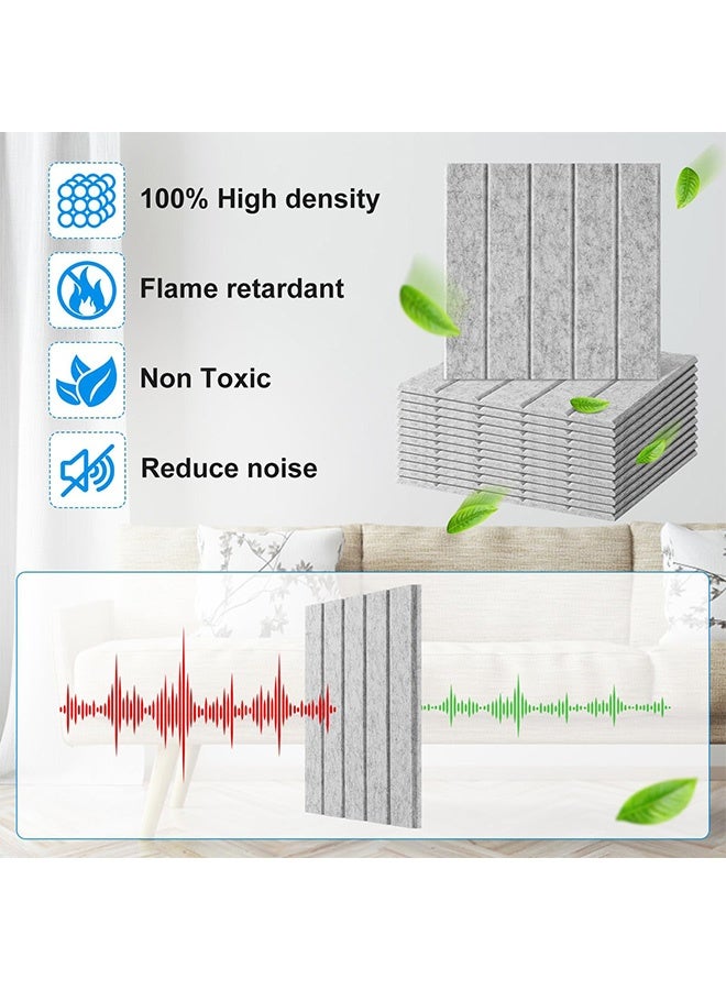 Peachjoy 12 Pack Self-Adhesive Sound Proof Foam Panels - 12"x12"x0.4" High Density Acoustic Foam for Walls, Ideal for Acoustic Treatment in Studios, Home Theaters, and More (Gray) - Image 3