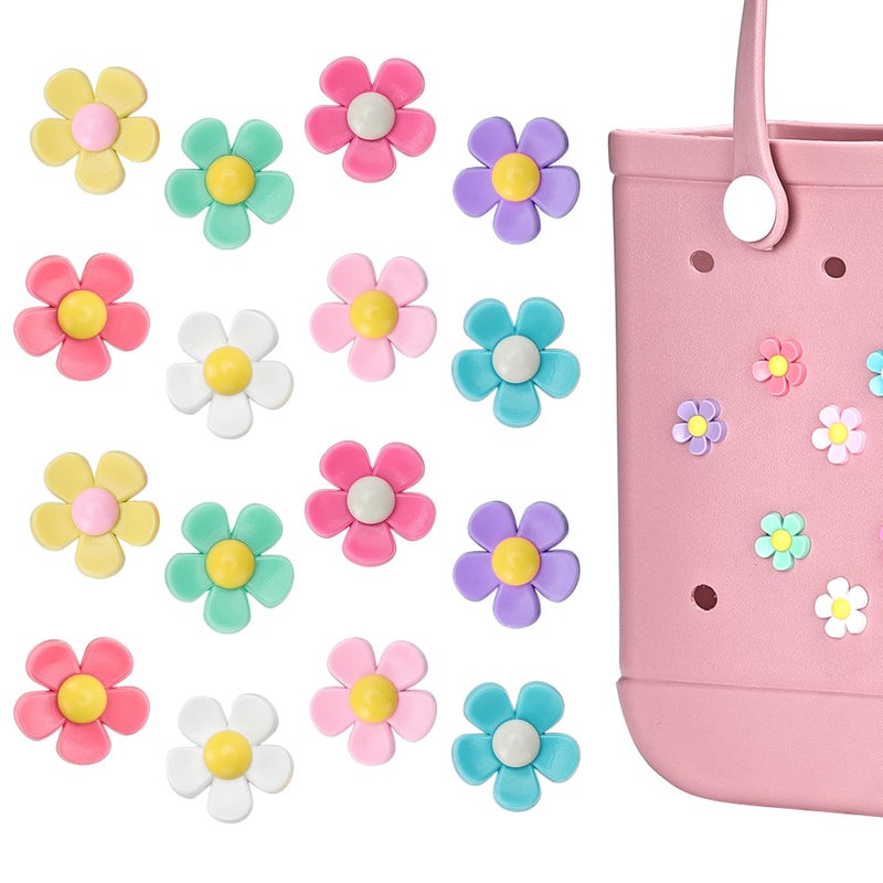 Ella & Emma 16Pcs Flower Charm Accessory for Bogg Bags and Simply Southern Totes, Decorative Accessories to Customize Your Beach Tote Bag (16pc Rainbow Flowers) (16pcs rainbow flowers) - Image 1