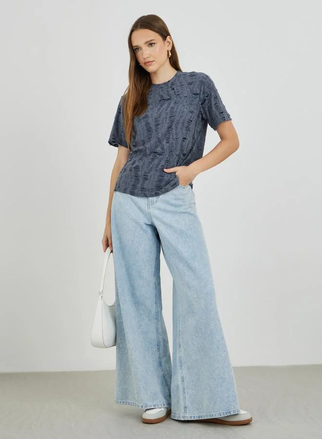 Take Two Take Two Textured Short Sleeve Oversized T-Shirt