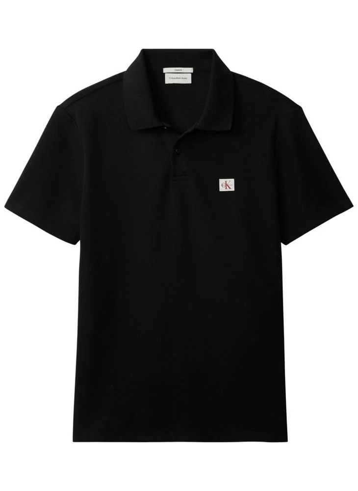 Calvin Klein Jeans Black Classic Fit Micro Waffle Knit Polo Shirt for Men | Best Price UAE