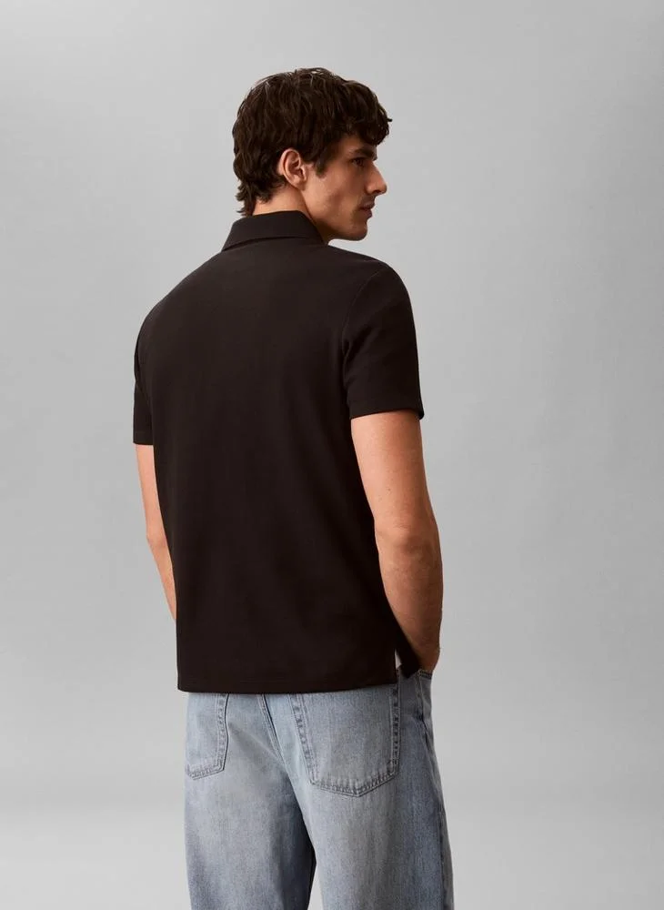 Calvin Klein Jeans Classic Fit Micro Waffle Knit Polo Shirt