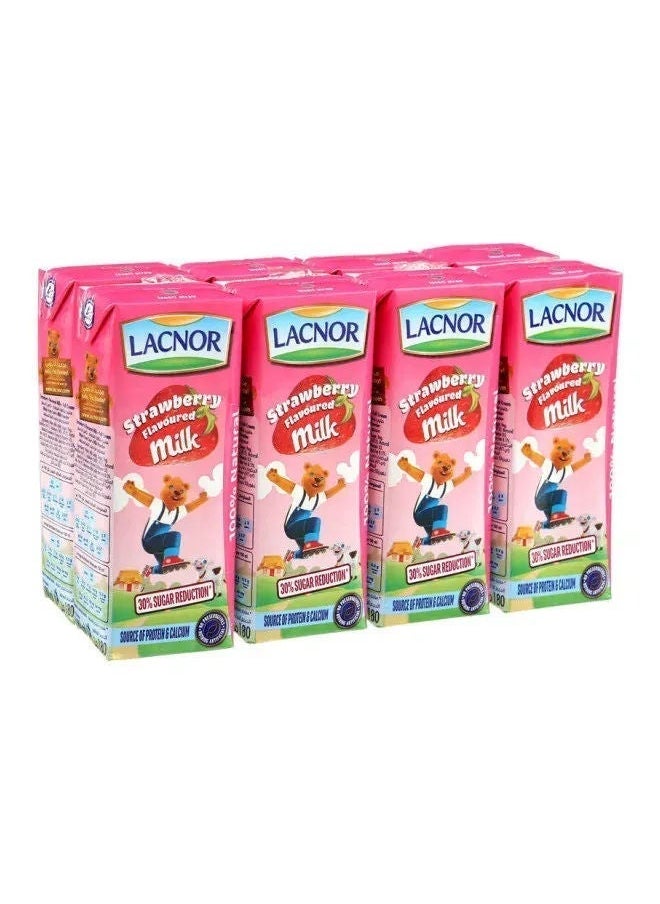 Lacnor Milk, Strawberry, Pack Of 8, 180ml 