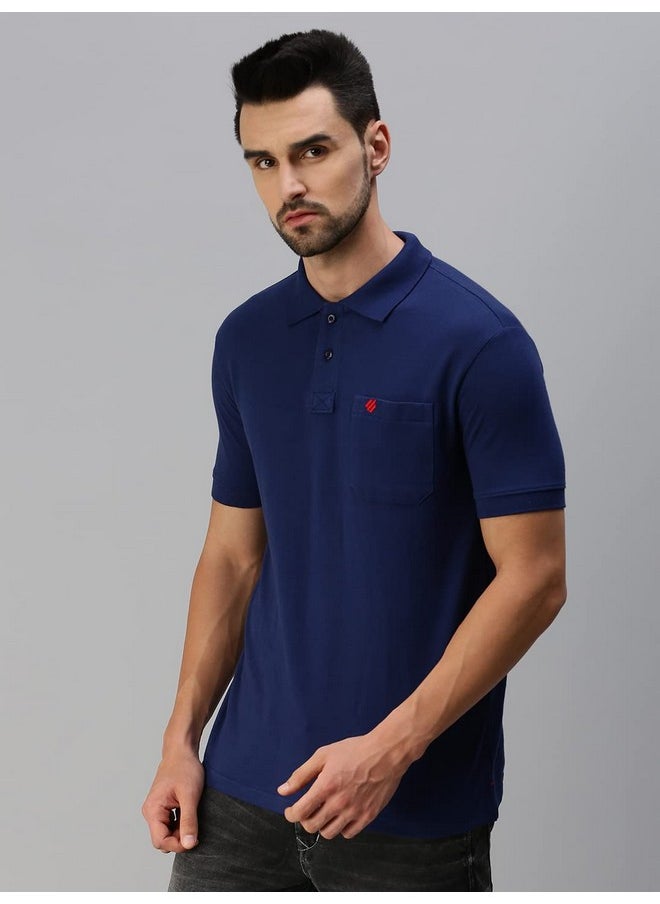 ONN - ONN Men's Airforce Blue Half Sleeves Polo Collar T-Shirt with Pocket(Size : Large) - Image 1