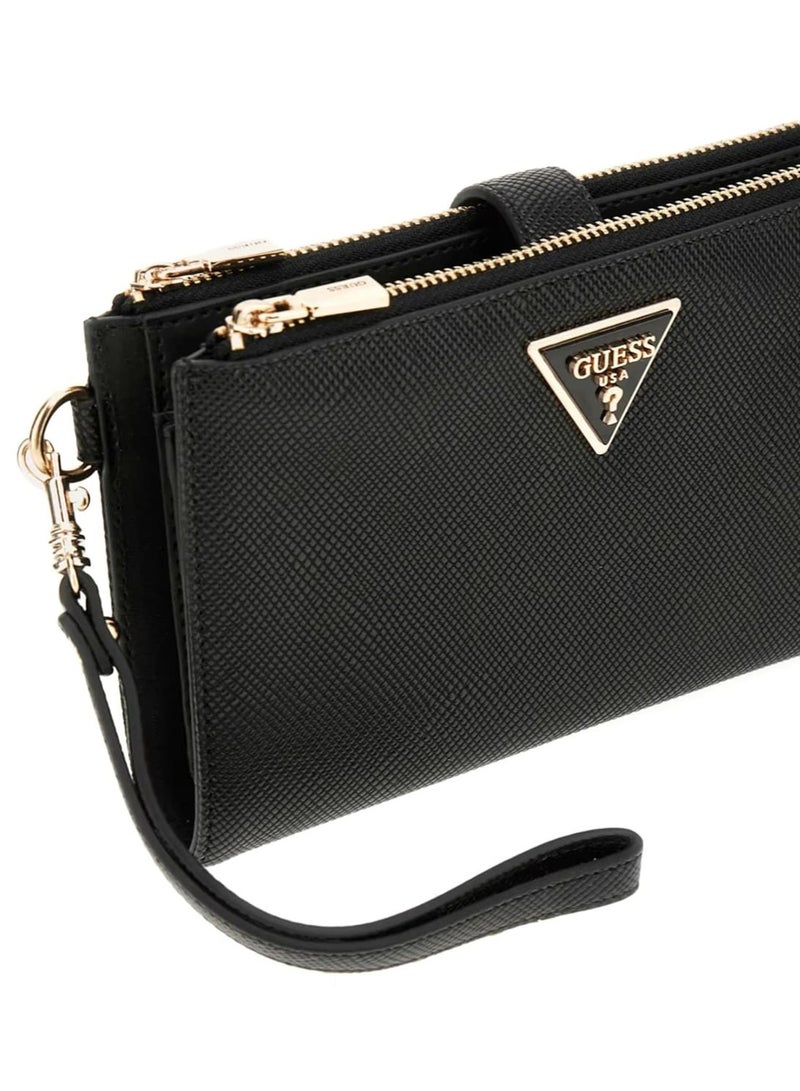 Guess Black Saffiano Leather Women's Wristlet Wallet Organizer with Gold Hardware - Image 4