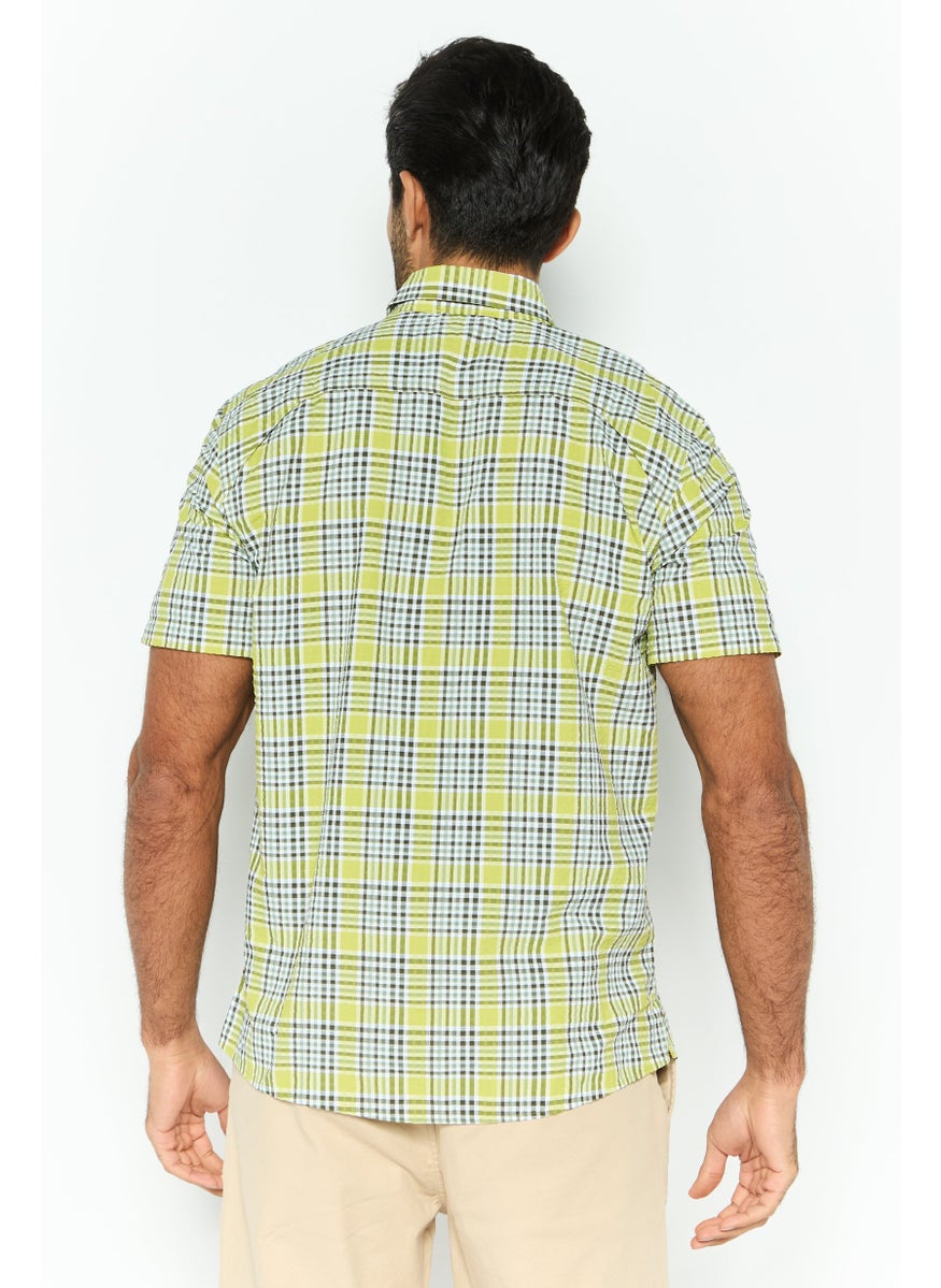 Eddie Bauer - Men Regular Fit Short Sleeves Checkered Casual Shirt, Lime Green Combo - Image 1