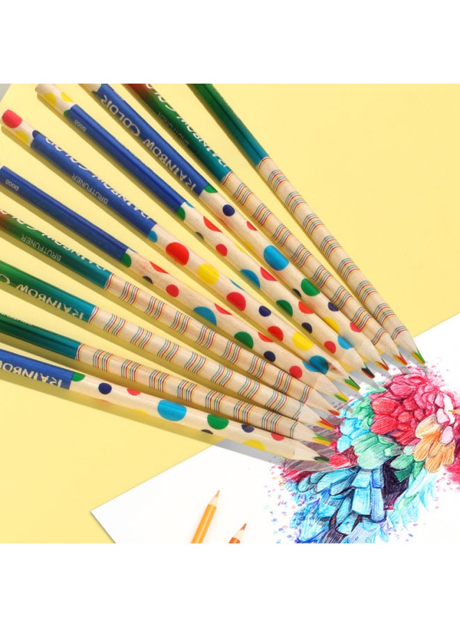 Brutfuner Korean Creative Stationery Four-color Color Pencil Four-color Same Core Triangle Color Pencil Rainbow Core Children's Graffiti - Image 2