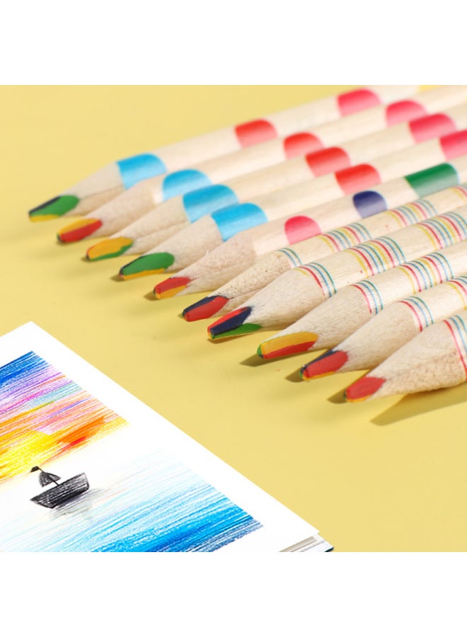 Brutfuner Korean Creative Stationery Four-color Color Pencil Four-color Same Core Triangle Color Pencil Rainbow Core Children's Graffiti - Image 3