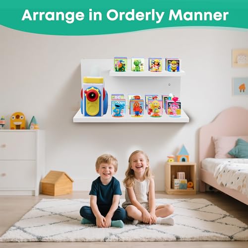 PHOENANCEE Floating Shelves for Little Tikes Story Dream MachineWall Shelf for Little Tikes Projector Books Audio Play Character Storage Tray Organizer for Toddlers and Kids Girls BoysPineWhite - Image 3