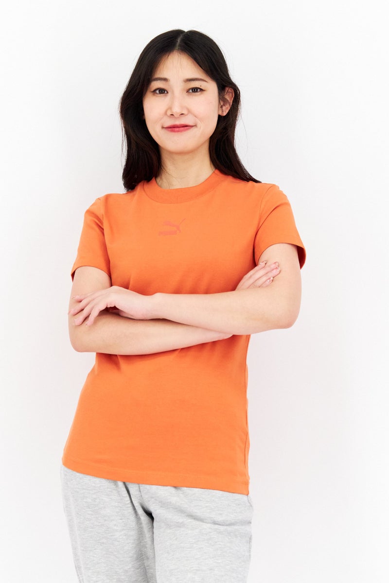 PUMA Women Sportswear Fit Short Sleeve Outdoor Tops, Dark Orange - Image 1