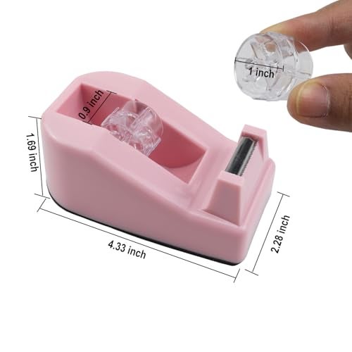 Aacehlh Desktop Tape Dispenser,1 Pack Pink Tape Dispensers with 12Rolls Transparent Tape, for Packaging in Office,Restaurant, Flower Shop,Cake Shop (Pink) - Image 3
