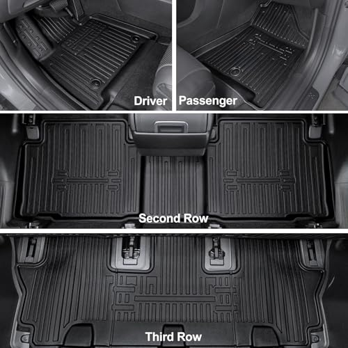 HOUCLEMIC Floor Mats for Hyundai Santa Fe 2024-2026 (Fit Hybrid and Gas), TPE All Weather Protection Durable Trunk Cargo Mat with Backrest Mat for Hyundai Santa Fe - Image 2