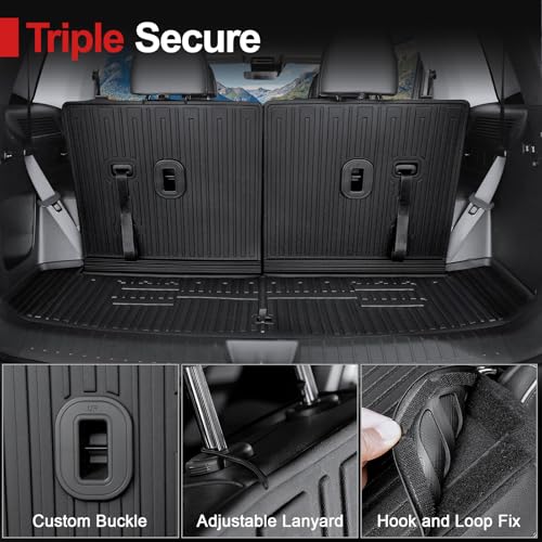 HOUCLEMIC Floor Mats for Hyundai Santa Fe 2024-2026 (Fit Hybrid and Gas), TPE All Weather Protection Durable Trunk Cargo Mat with Backrest Mat for Hyundai Santa Fe - Image 5