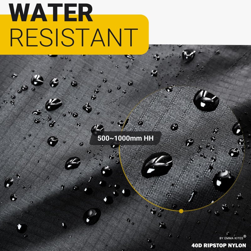 emma kites قماش نايلون مقاوم للتمزق أسود 40 دينير من إيما كايتس، قطعة مقطوعة مسبقًا بطول 1 ياردة: 60"x36"، طلاء PU خفيف الوزن ومقاوم للماء - Image 5