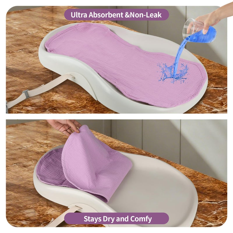 Ndahjahd 4-Pack Waterproof Changing Pad Liners | Fits Keekaroo Peanut Changer | Extra Thick, Ultra Soft & Absorbent | 2-Sided Reusable Diaper Mat | Machine Washable(Purple) - Image 2