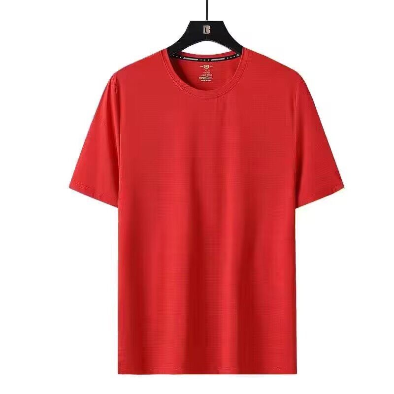 Ice silk T-shirt for men, plus size, short-sleeved, summer clothes, chubby, cool, quick-drying, half-sleeved, loose round-neck, sporty and casual T-shirt - Image 2