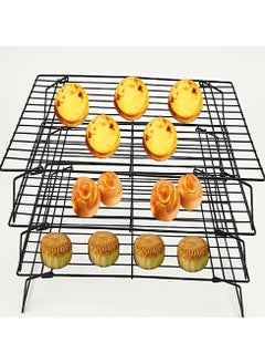 Generic 3 Layered Stackable Cooling Rack Black Nonstick Cooling Rack Mesh Grid Drying Stand Multi-Purpose Baking Cooling Rack  - Image 1