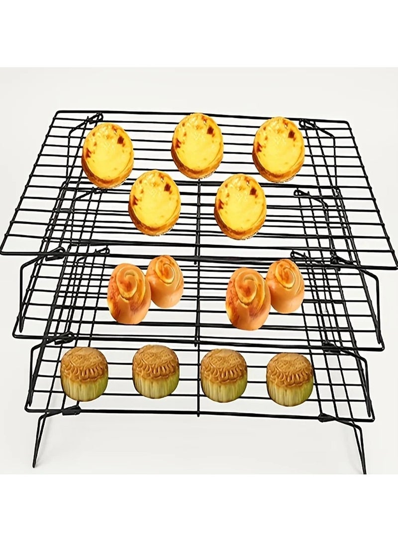 3 طبقات غير عصا الأسلاك الشائكة شواء كعكة حامل التبريد الفولاذ المقاوم للصدأ فرن مطبخ بيتزا الخبز البسكويت حامل شواء - Image 1