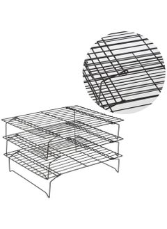 Generic 3 Layered Stackable Cooling Rack Black Nonstick Cooling Rack Mesh Grid Drying Stand Multi-Purpose Baking Cooling Rack  - Image 2