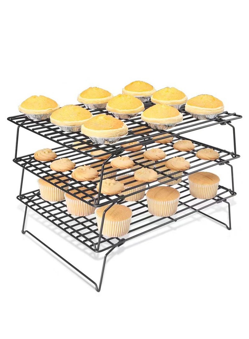 3 طبقات غير عصا الأسلاك الشائكة شواء كعكة حامل التبريد الفولاذ المقاوم للصدأ فرن مطبخ بيتزا الخبز البسكويت حامل شواء - Image 4